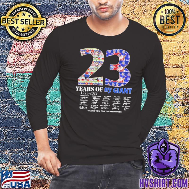 23 years of NY Giants 1925 2023 signatures thank you for the memories T  Shirt, hoodie, sweater and long sleeve