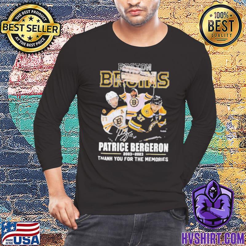 Patrice Bergeron Boston Bruins 2003 2023 thank you for the memories shirt,  hoodie, sweater, long sleeve and tank top