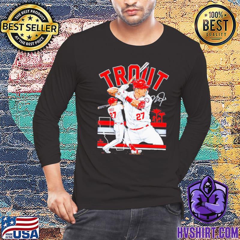 Mike Trout 27 Los Angeles Angels baseball caricature signature shirt,  hoodie, sweater, long sleeve and tank top