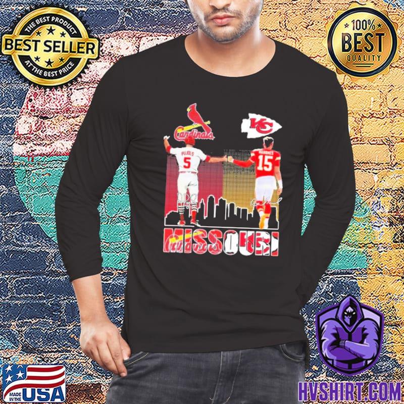 Missouri Albert Pujols 5 St. Louis Cardinals baseball and Patrick Mahomes  15 Kansas City Chiefs football players signatures skyline shirt, hoodie,  sweater, long sleeve and tank top