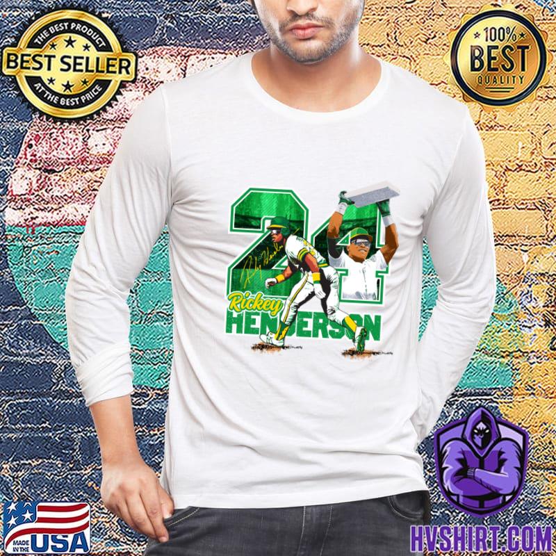 Top #24 Rickey Henderson Henley Henderson Signature Player American  Baseball Sports Lover T-Shirt, hoodie, sweater, long sleeve and tank top