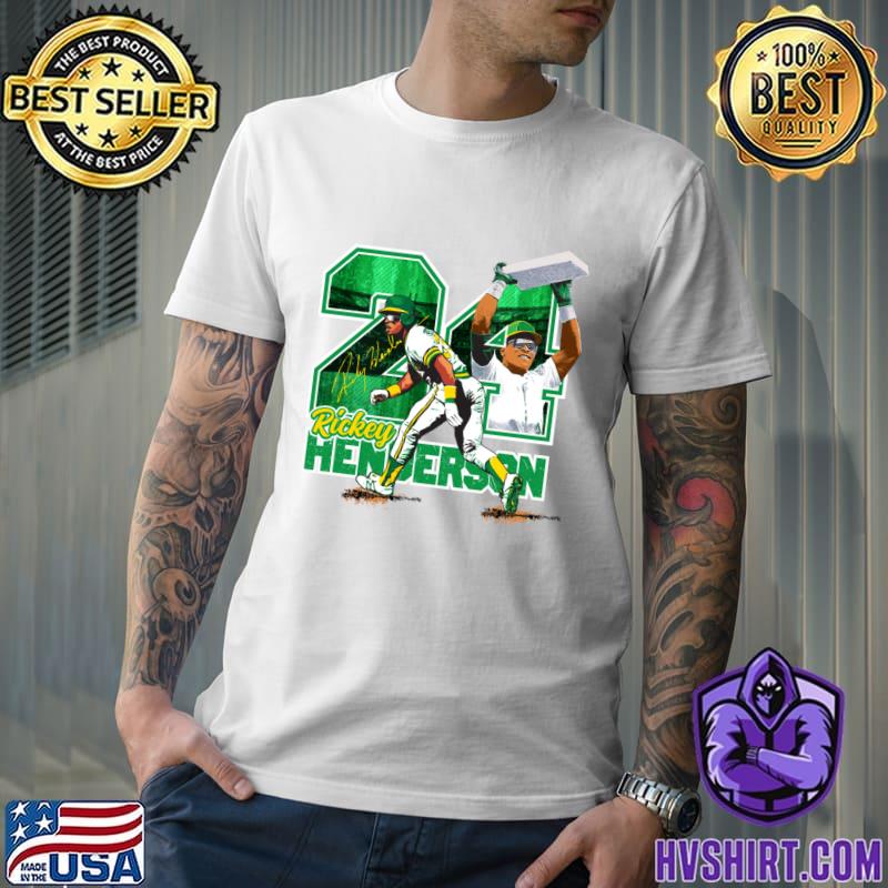 Top #24 Rickey Henderson Henley Henderson Signature Player American  Baseball Sports Lover T-Shirt, hoodie, sweater, long sleeve and tank top