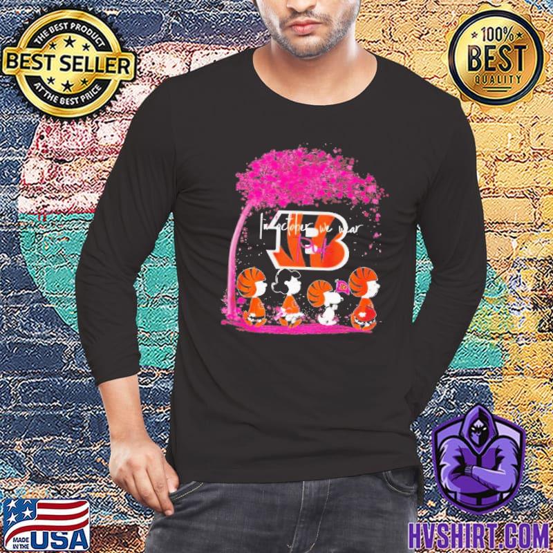 In October we wear pink Snoopy and friend Cincinnati Bengals shirt, hoodie,  sweater, long sleeve and tank top