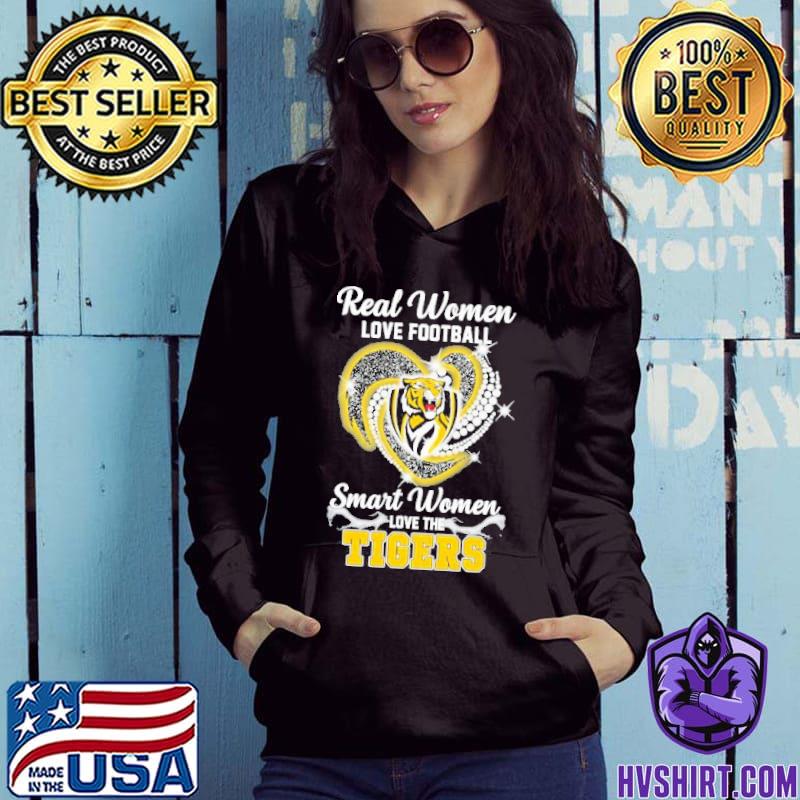 Real women love football smart women love the Richmond Tigers diamond heart  2023 logo shirt, hoodie, sweater, long sleeve and tank top