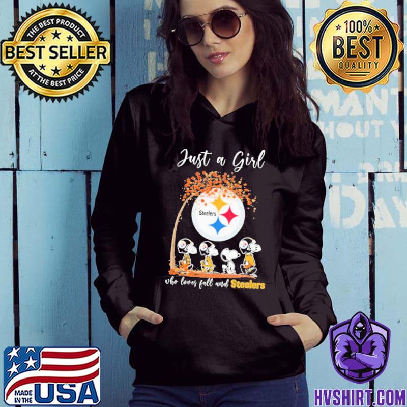 Snoopy Just A Girl Who Loves Fall Peanuts and Pittsburgh Steelers Shirt -  Guineashirt Premium ™ LLC