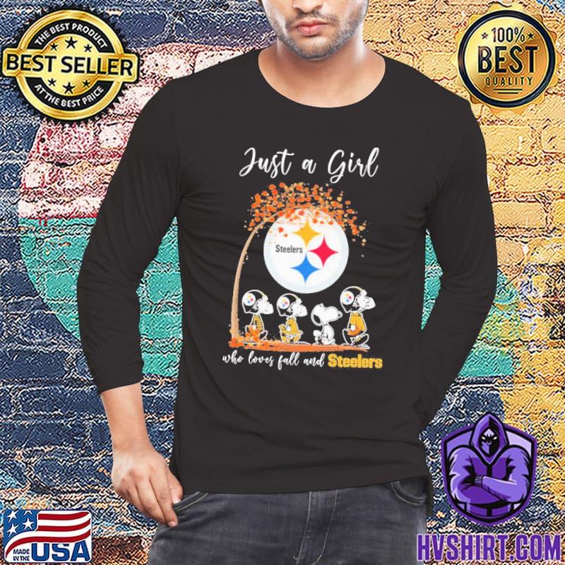 Snoopy Just A Girl Who Loves Fall Peanuts and Pittsburgh Steelers Shirt -  Guineashirt Premium ™ LLC