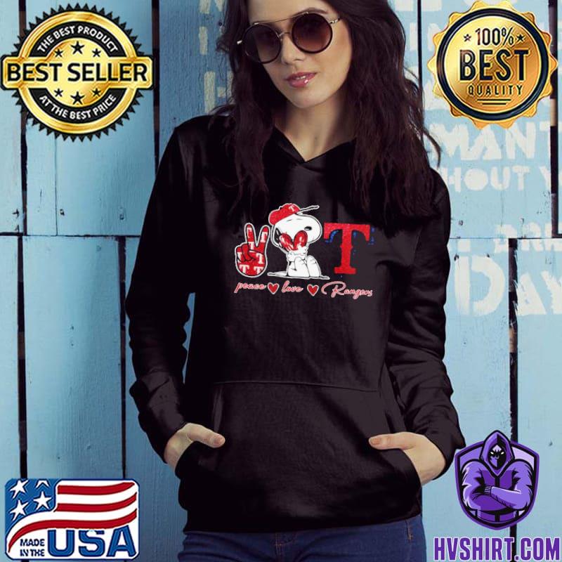 Snoopy Peace Love Texas Rangers Shirt, hoodie, sweater and long sleeve