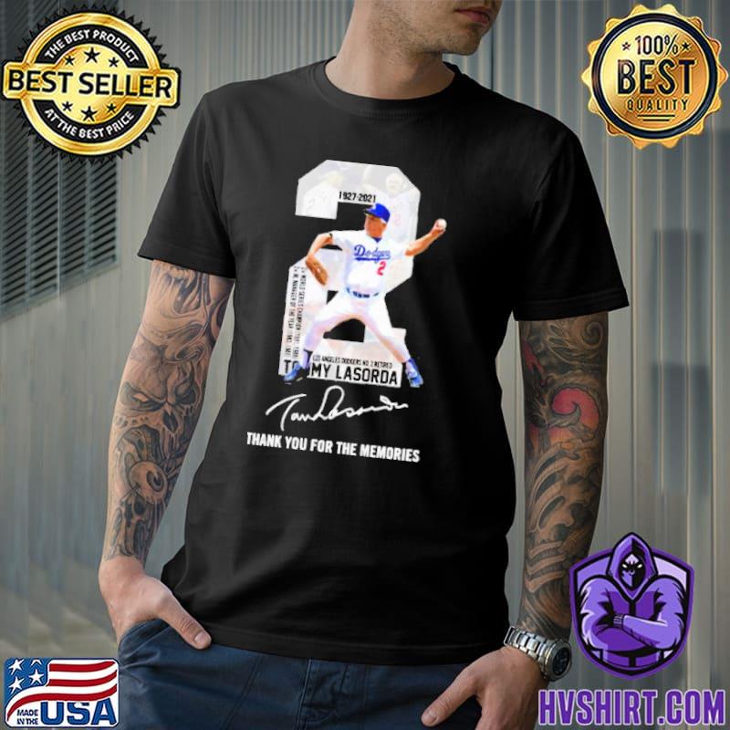 Los Angeles Dodgers Tommy Lasorda 1927-2021 Thank You For The Memories  Signature Shirt