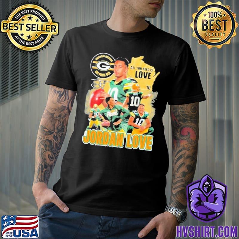 Cute Jordan Love Shirt, Green Bay Packers All You Need Is Love