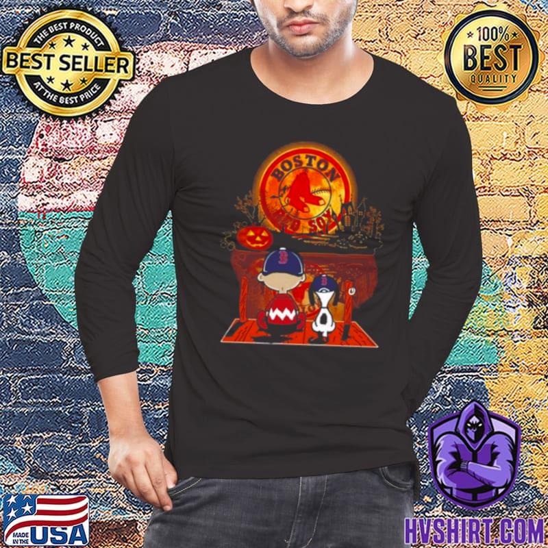 Boston Red Sox Snoopy and Charlie Brown Sit Under Moon Peanuts Halloween  shirt, hoodie, sweater, long sleeve and tank top