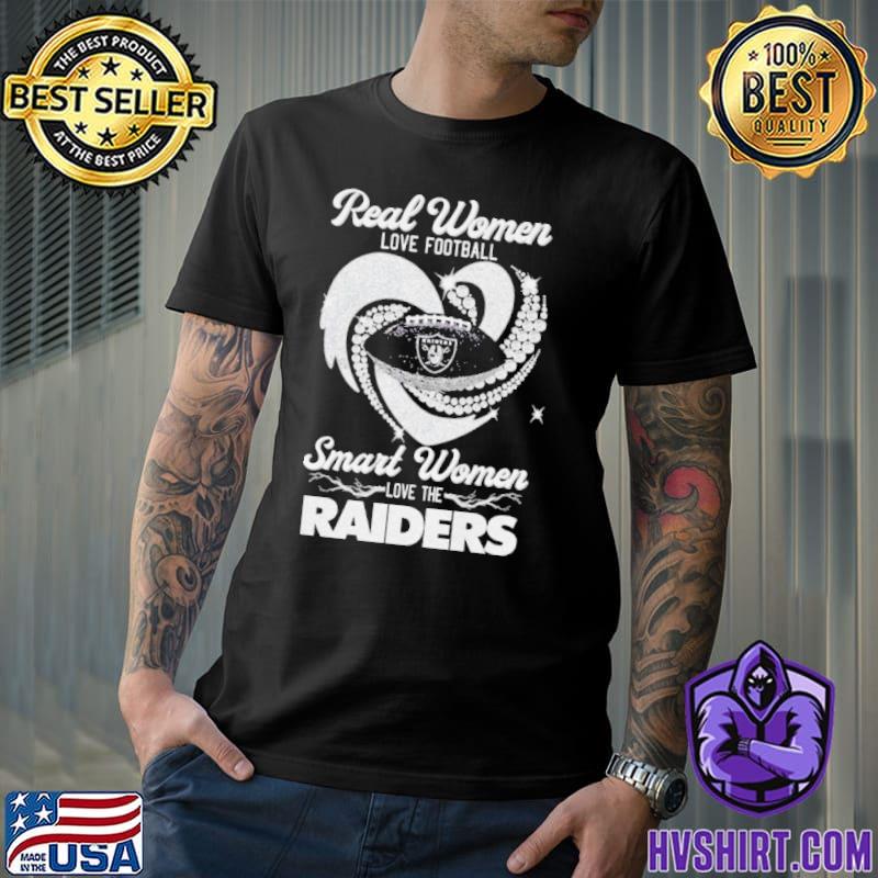 Real Women Love Football Smart Women Love Las Vegas Raiders Diamond Heart  2023 T Shirt