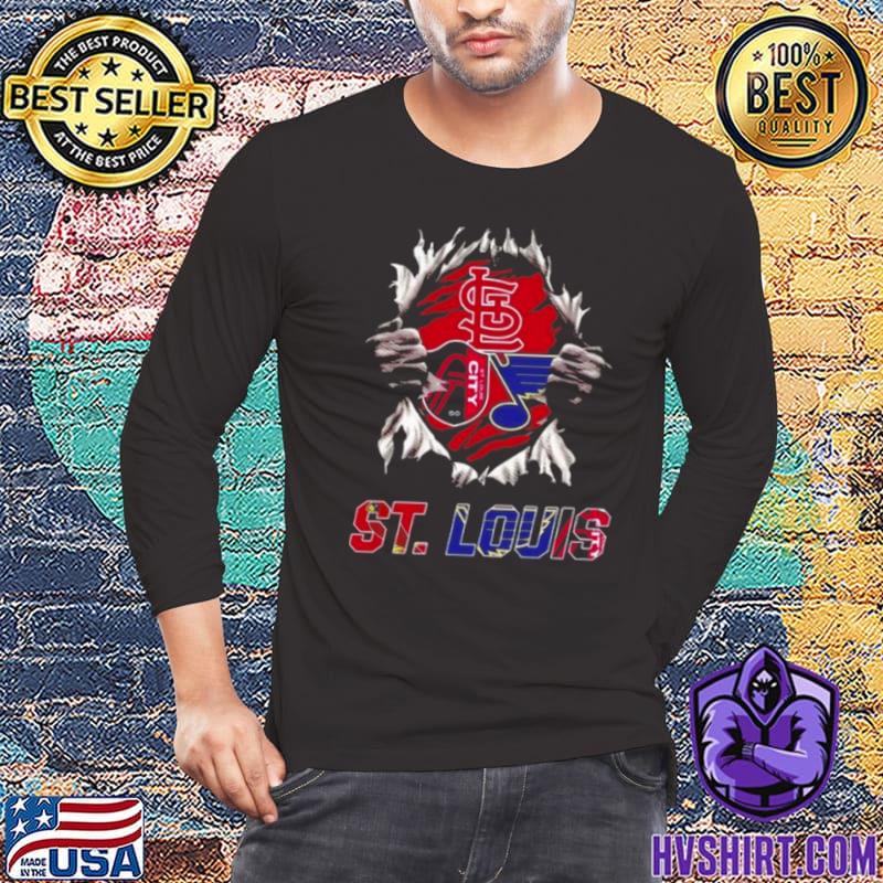 St. Louis Cardinals St. Louis City Sc St. Louis Blues Ripping Tearing  Through Logo Batman Shirt - Peanutstee